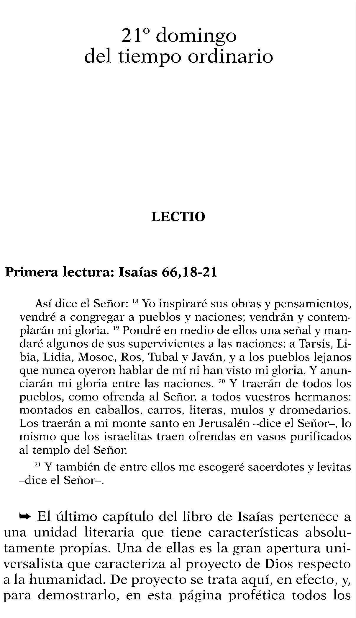 Lectio Divina del Domingo XXI Ordinario, C